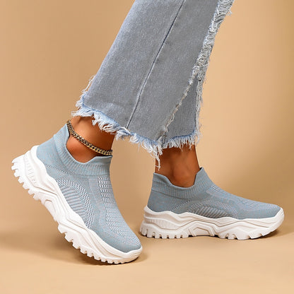 Sports Women's Breathable Flying Woven Socks Slip-on Lazy Shoes