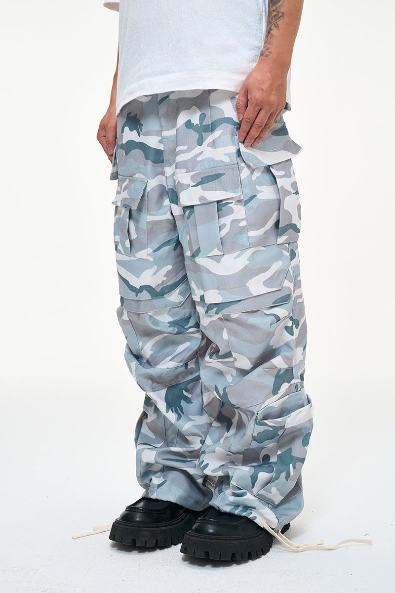 Camouflage Loose Wide Leg Paratrooper Pants Men