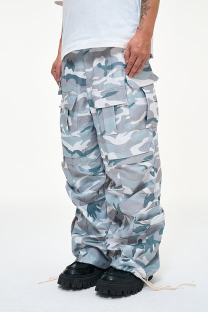 Camouflage Loose Wide Leg Paratrooper Pants Men