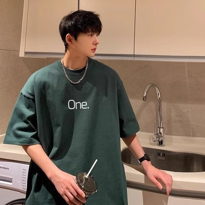 Summer Pure Cotton Plus Size Men’s Letter Tee
