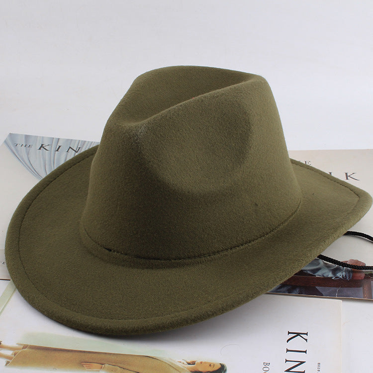 European And American Style Woolen Cowboy Hat Men's Lady Couple Ethnic Style Curling