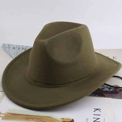 European And American Style Woolen Cowboy Hat Men's Lady Couple Ethnic Style Curling