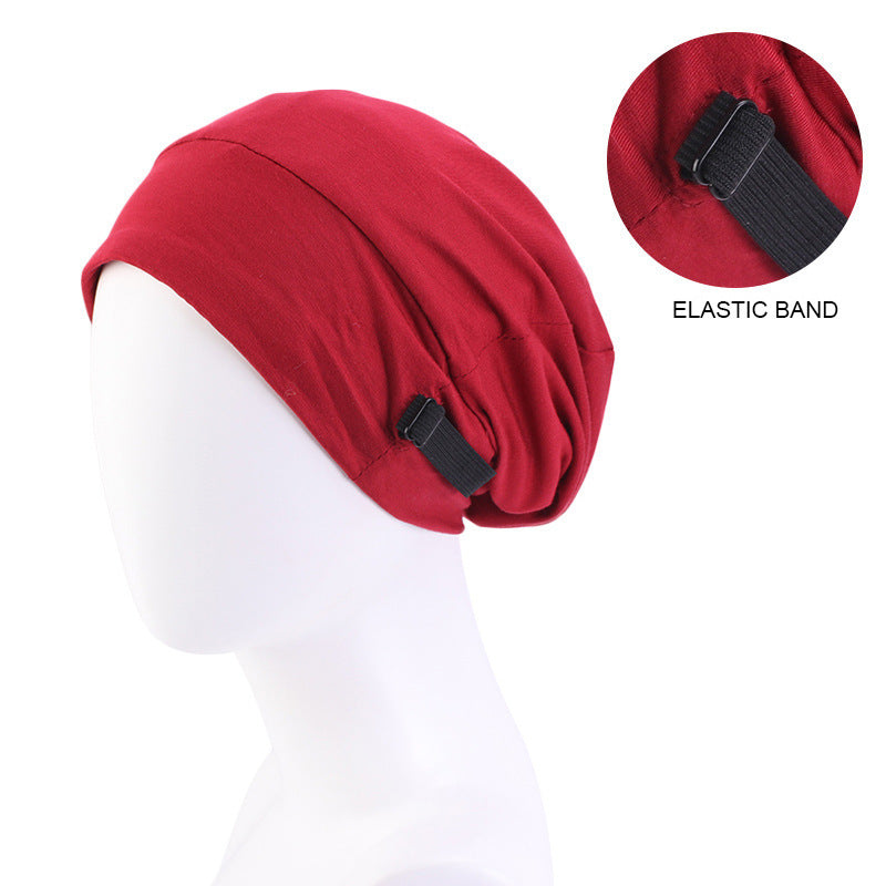 Invisible Adjustable Buckle Cotton Satin Nightcap