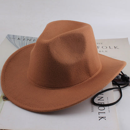 European And American Style Woolen Cowboy Hat Men's Lady Couple Ethnic Style Curling