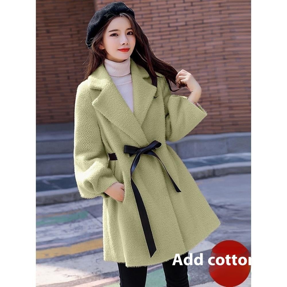 Korean Style Loose Thick Temperament Small Size Woolen Coat