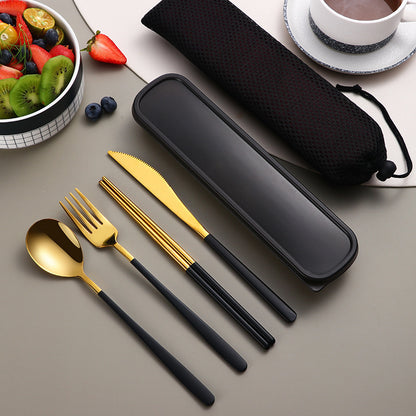 304 Stainless Steel Gold Cutlery Set With Case