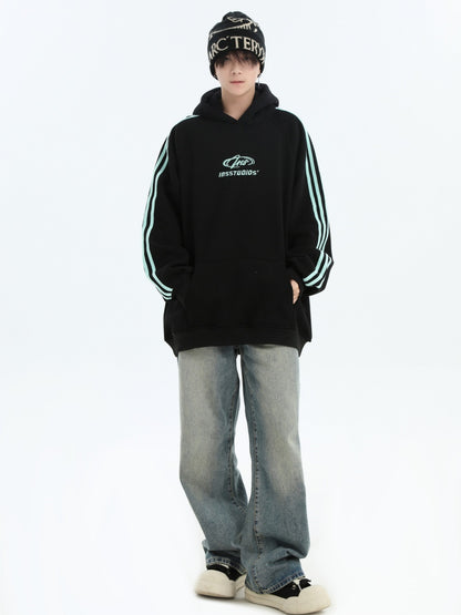 Worn Washed-out Blue Loose Straight Jeans