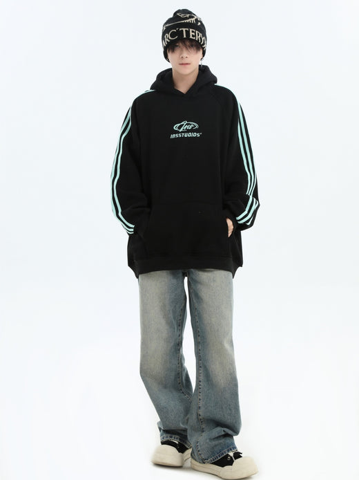 Worn Washed-out Blue Loose Straight Jeans