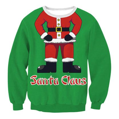 Ugly Christmas Sweater, Santa Elf Print, Pullover
