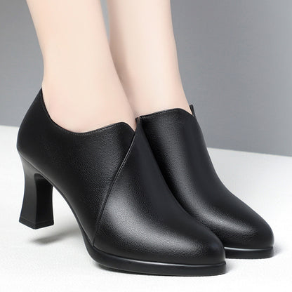 Soft Leather Deep Mouth Pumps Shoes