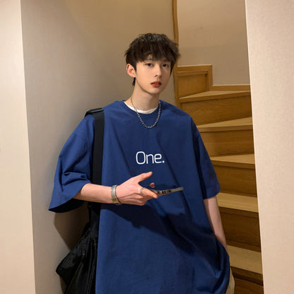 Summer Pure Cotton Plus Size Men’s Letter Tee
