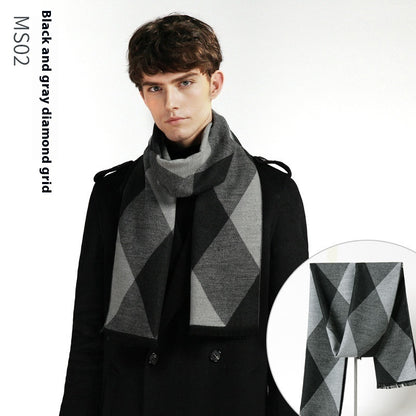 Simple Plaid Artificial Cashmere Warm Scarf