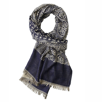 Cotton Linen Yarn-dyed Ethnic Style Scarf