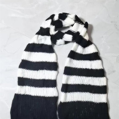 Yabi Style Punk Y2G Black Red Striped Extra Long Wool Scarf