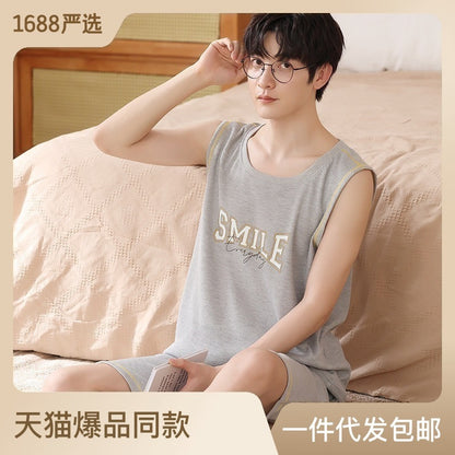 Men's Sleeveless Vest Summer Pure Cotton Pajamas