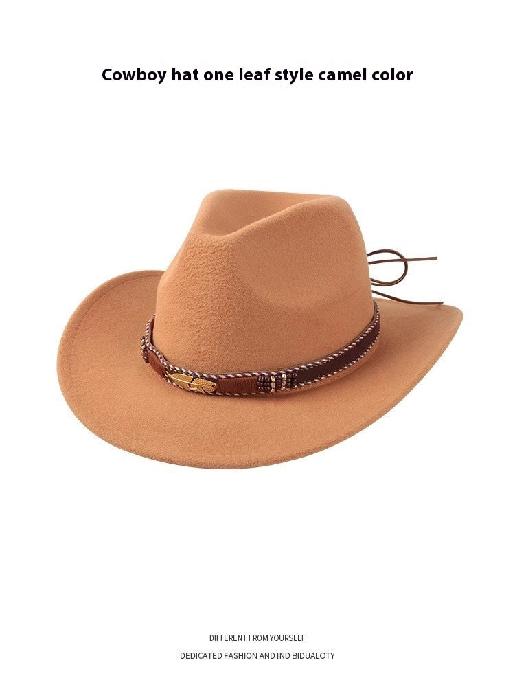 European And American Style Woolen Cowboy Hat Men's Lady Couple Ethnic Style Curling
