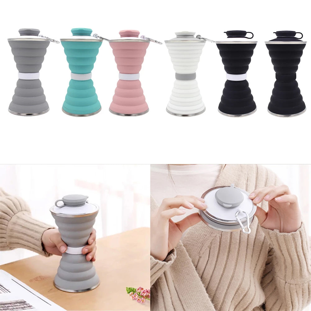 500ML Foldable Silicone Water Bottle Leakproof Portable