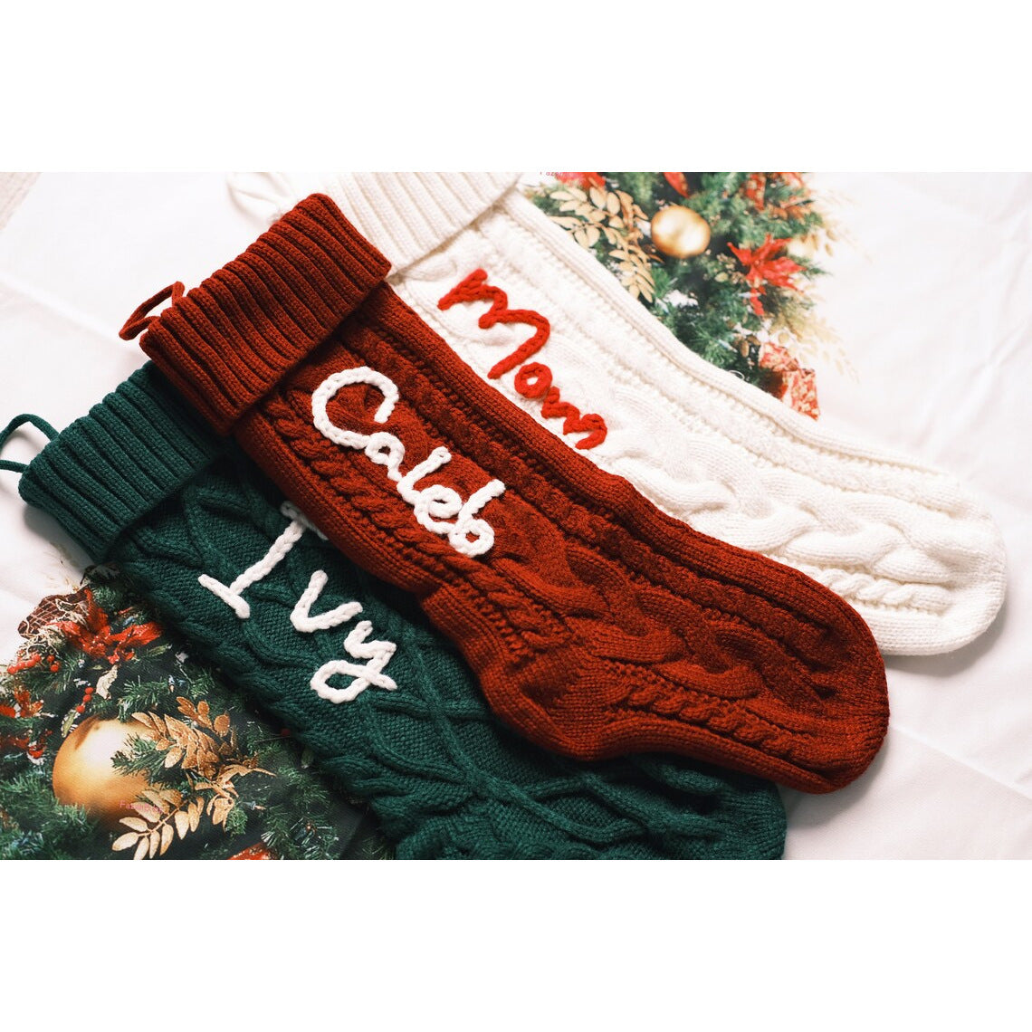 Embroidered Knitted Christmas Socks
