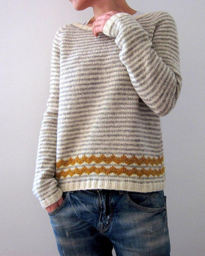 Women's Round Neck Loose Multicolor Pullover Sweater