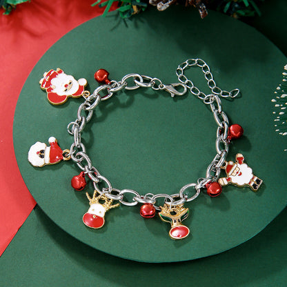 Christmas Bracelet, Santa, Snowflake, Pearl