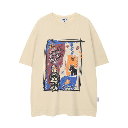 Women's American-style Retro Graffiti Couple Short-sleeved T-shirt