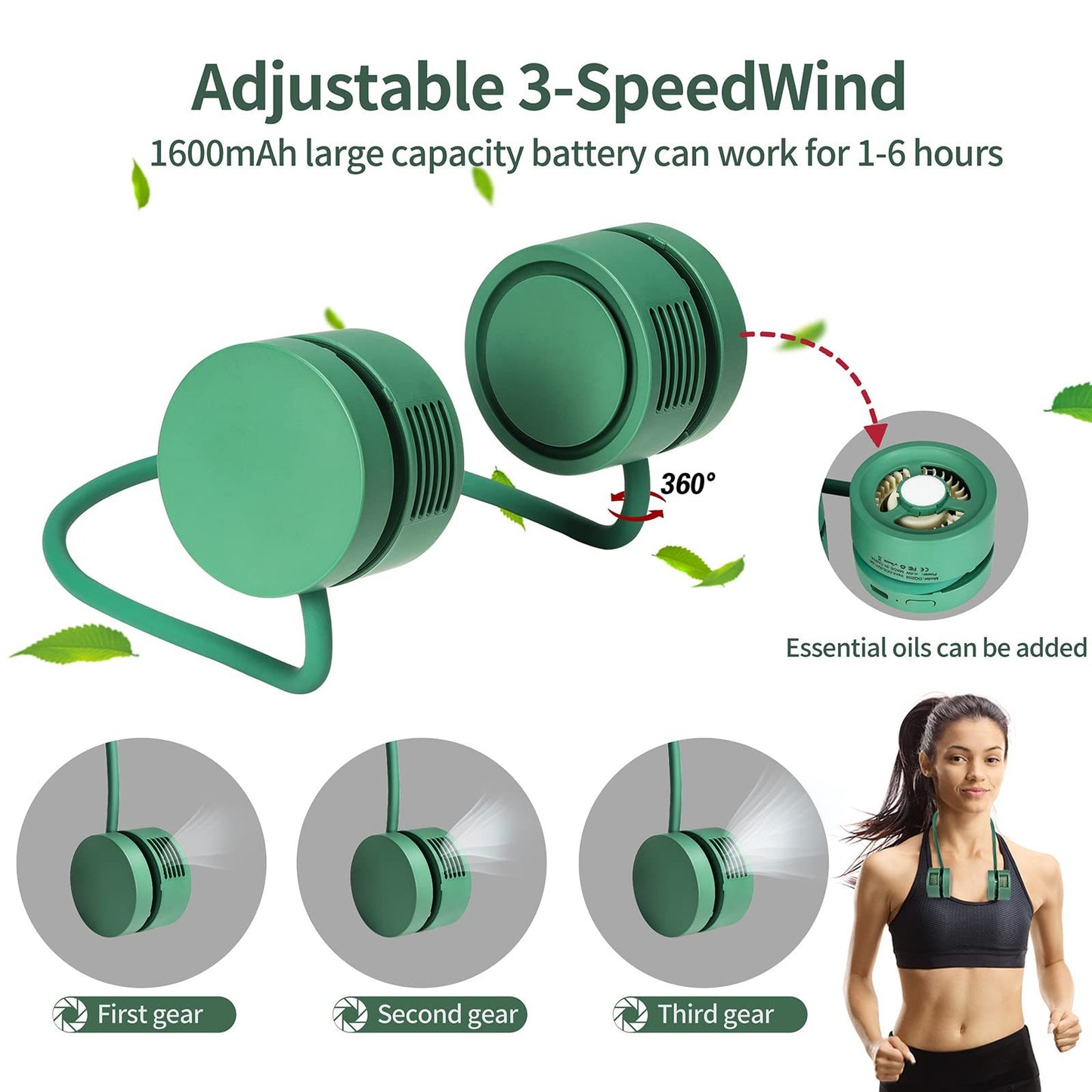 Leafless Neck Fan USB Portable Aromatherapy