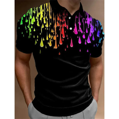 Men's 3D Rainbow Print Casual T-shirt