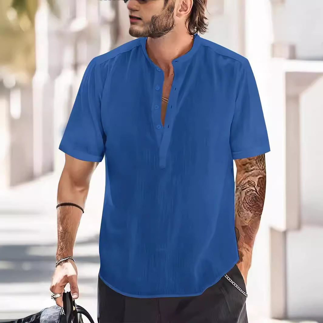 Men's Chest Pocket Solid Color Casual T-shirt