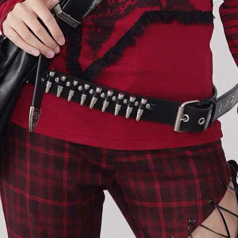 Rivet Belt Punk Bullet Black Belt