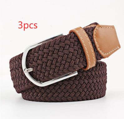 Women's Canvas Belt Casual Stretch Braided Buckle