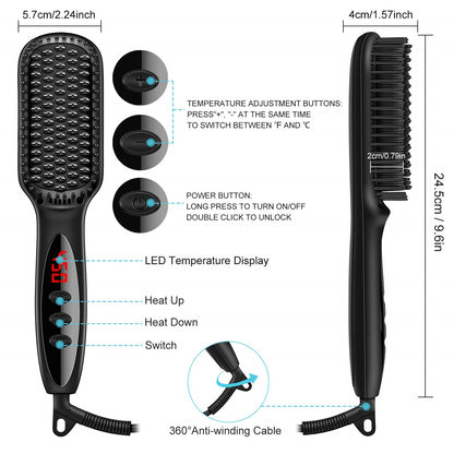 2-In-1 Ionic Hair Straightener Beard Comb