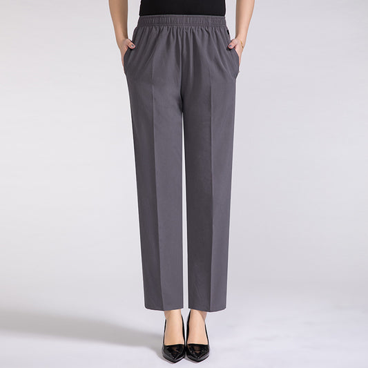Plus Size Ice Silk Cropped Pants