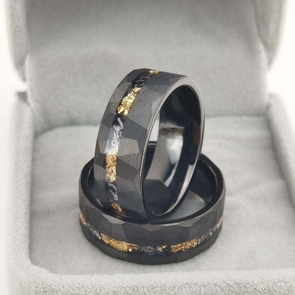 Gold Foil Debris Tungsten Ring