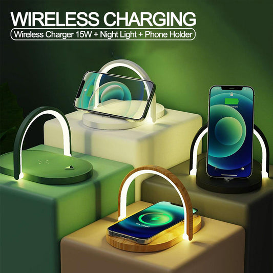 3 In 1 Foldable Wireless Charger Night Light 15W