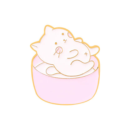 Golden M Badge Kitty Brooch
