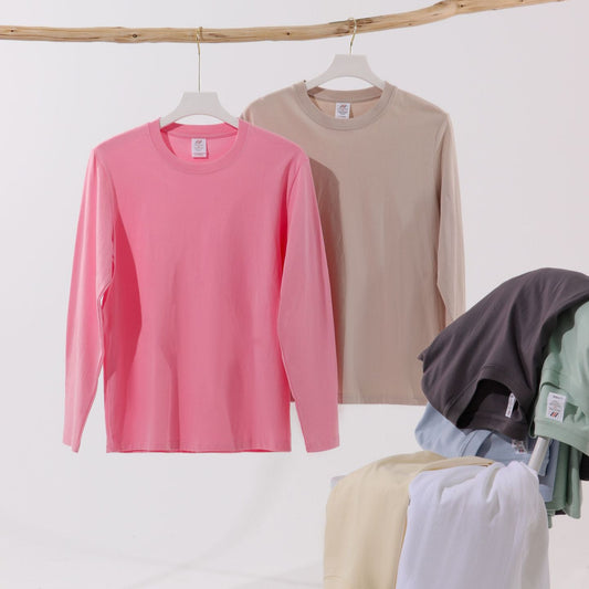 Cotton Long Sleeve Loose Pure White Casual Top