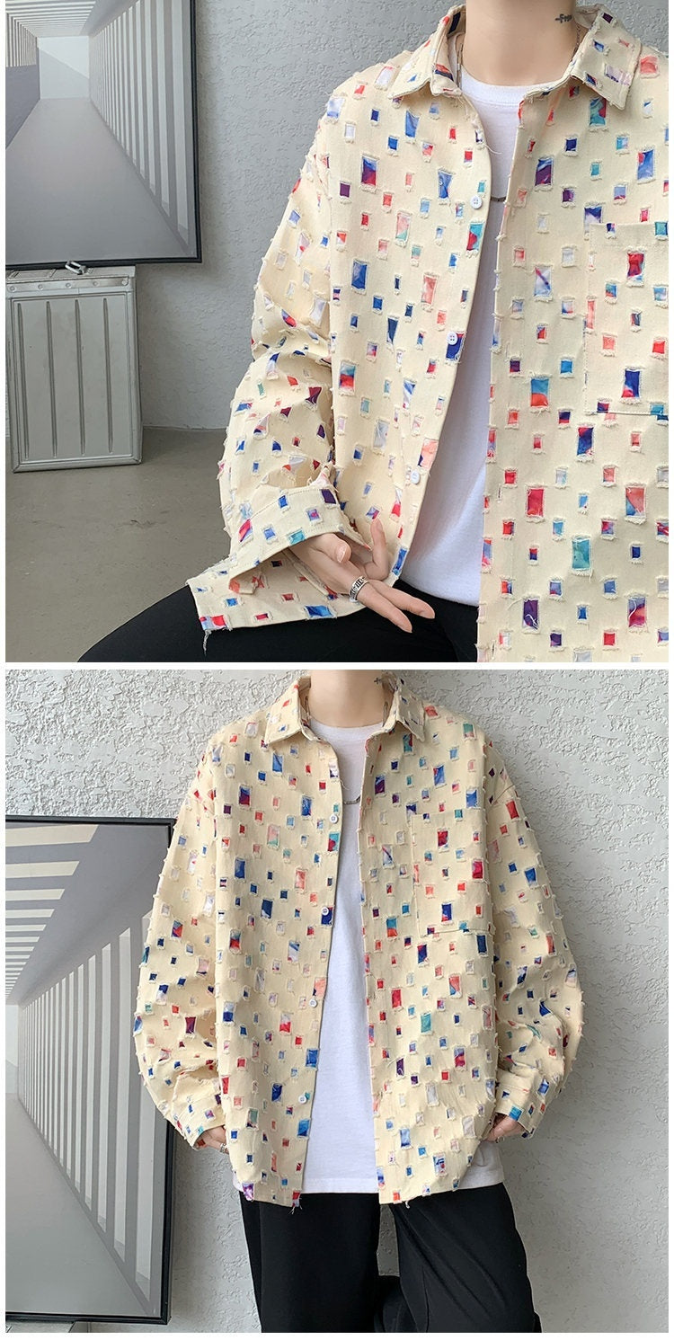 Ripped Design Long-sleeved Loose Casual Shirt