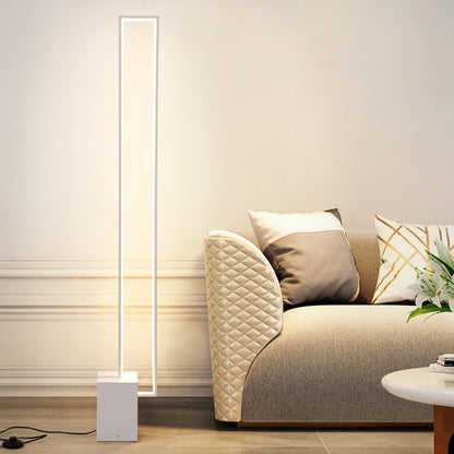Minimalist Sand Black Floor Lamp Quadriboid Base Square Light Body