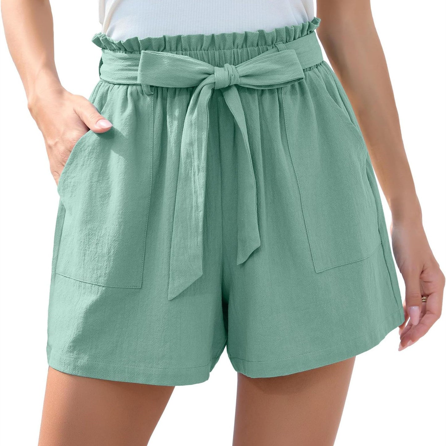 Ruffle Bow Waist Tie Beach Shorts
