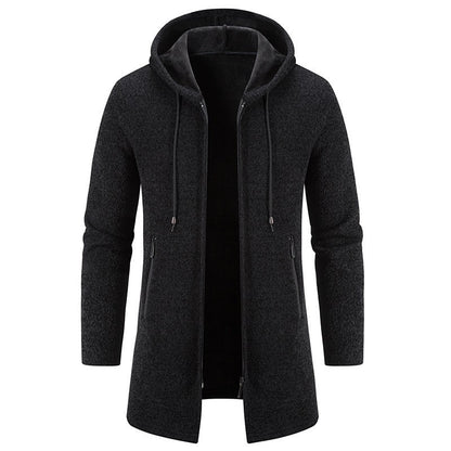 Autumn And Winter Fleece-lined Thickening Trendy Solid Color Men's Cardigan
