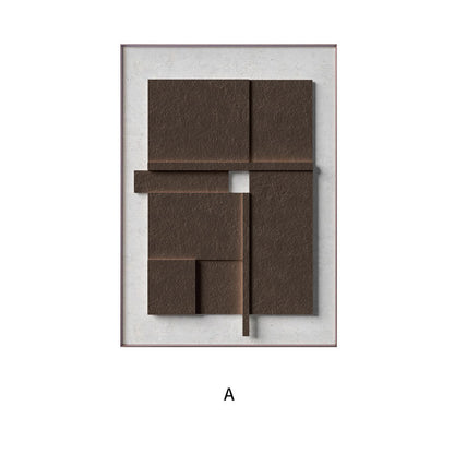 Nordic Brown 3D Geometric Abstract Canvas Painting