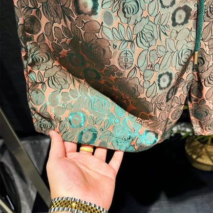 Men's Ethnic Style Laser Dark Flower Ice Silk Shorts