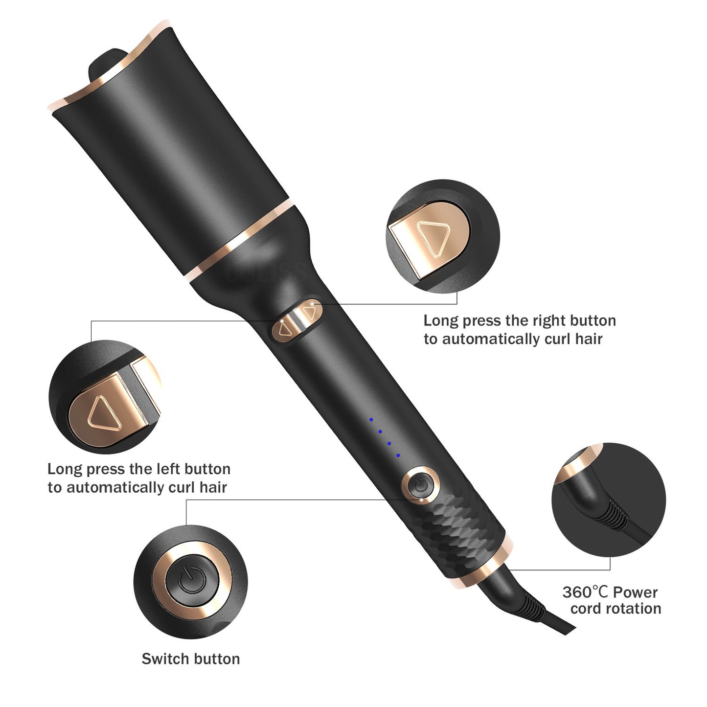 Black Automatic Spiral Curling Iron