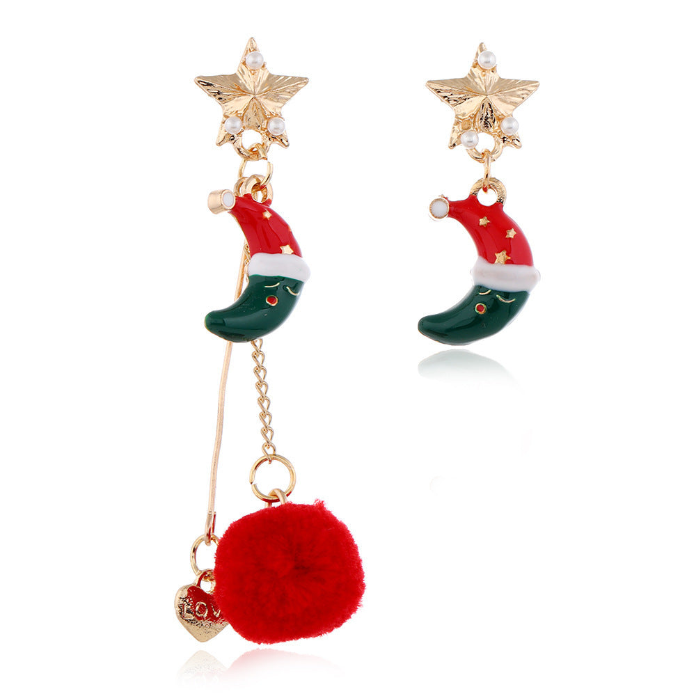 European American Christmas Snowflake Earrings