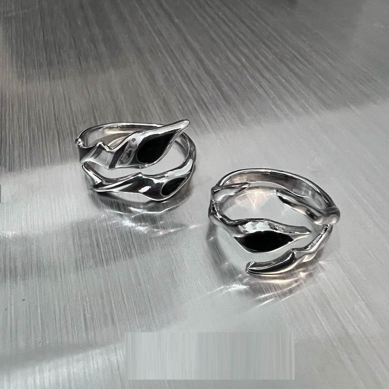 Irregular Black Onyx Street Tide Ring