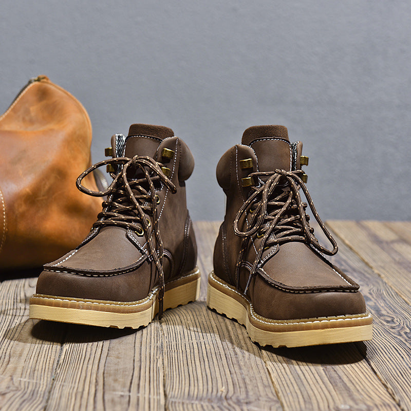 British High-top Leather Workwear Boots