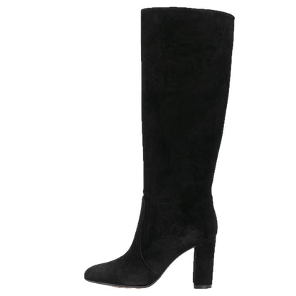 Suede Pleated High Heel Thick Heel Pointed Sleeve Boots