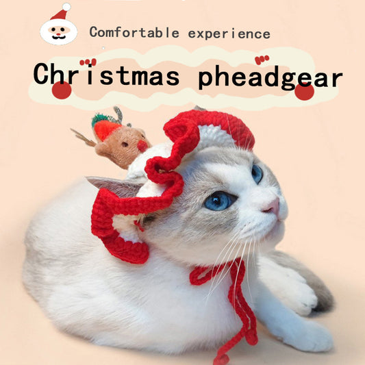 Christmas Tree Pet Head Cover Crochet Cat Dog Hat
