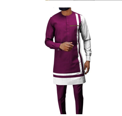 African Ethnic Printing Batik Cotton Casual Suit