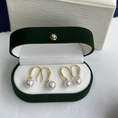 925 Yin Su Pearl Stud Earrings Ear Hooks